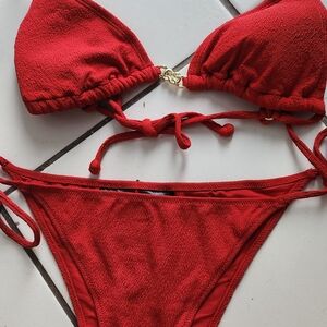 H&M Red Tie-Side Bikini Set